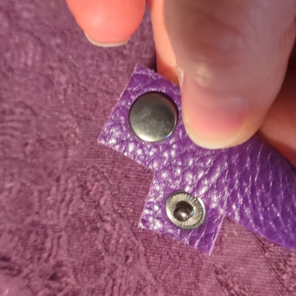 NEW! Handmade Genuine Leather Karma Circle Bracelet Purple Silver Gunmetal 6" - Picture 7 of 8